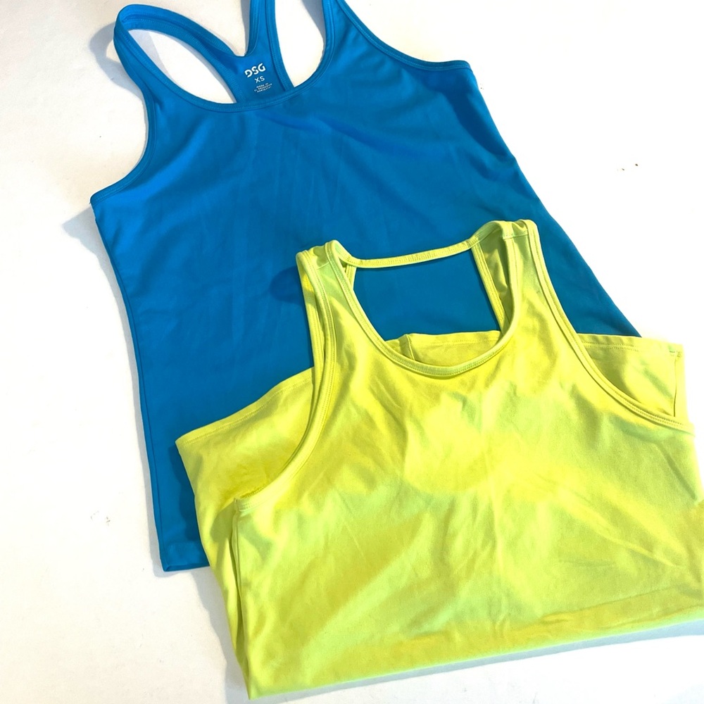 Bundle: DSG Blue and Neon Yellow Racerback Workout Tanks XS - Picture 2 of 11